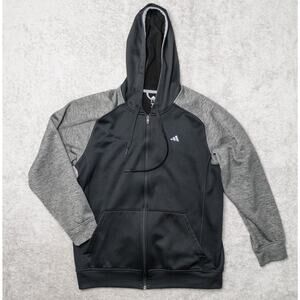 Adidas Tech Fleece Climawarm Black Gray Full Zip Hoodie Sweatshirt Mens Size L